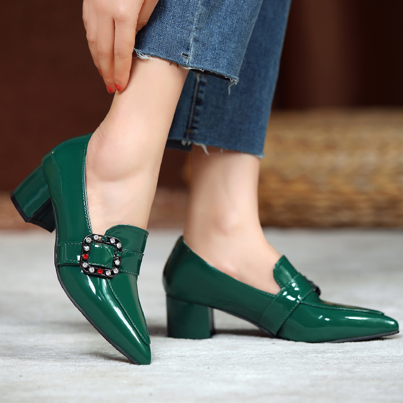 2025 new Medium Elegant Heels Pumps Loafers Woman Nude Green Women's Heeled Sexy Pointed Party Office Wedding Shoes f6cd