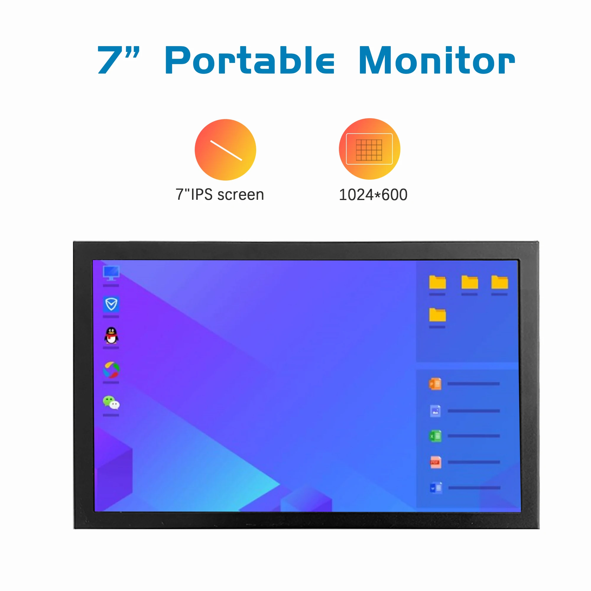 laptop 7 Inch Mini TFT Monitor 1024x600 high pixel LCD Screen Display With HD/VGA/USB/AV Video Input For Home Security Camera