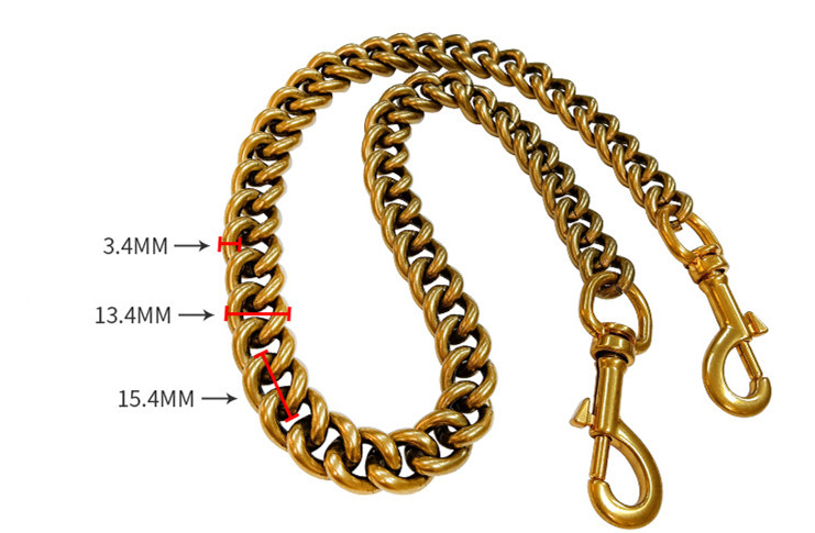 Aluminum strap bag sier gold o shape metal chain 13.4mm Designer handbag purse replacement Accessories Hardware 2508 4