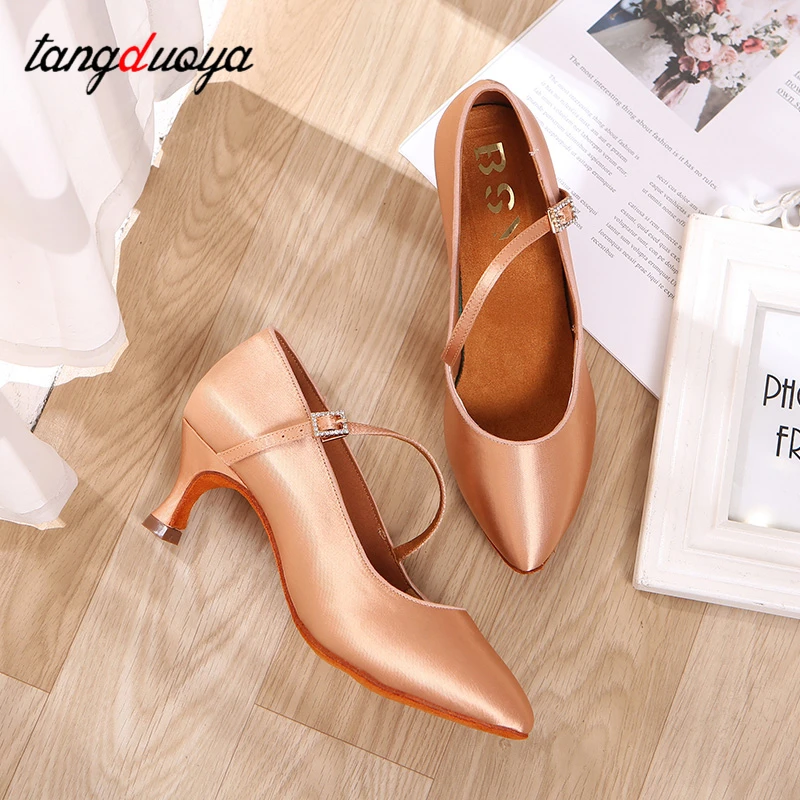 Women New Modern Dance Shoes Girls Standard Dancing Shoes High Heeled Ballroom Latin 2025 new Dance Shoes for Women 5cm Heels