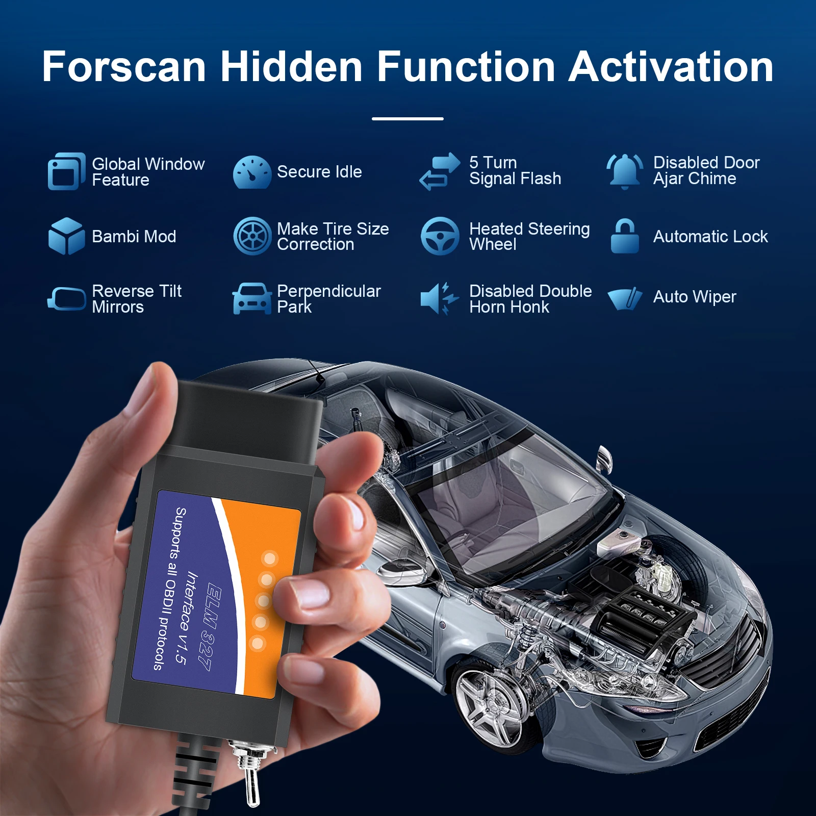 ELM 327 V1.5 USB OBD 2 ELM327 Switch For Ford Forscan 2025 ELMconfig Code new Reader Scanner PIC18F25K80 & CH340 Chip HS CAN MS CAN