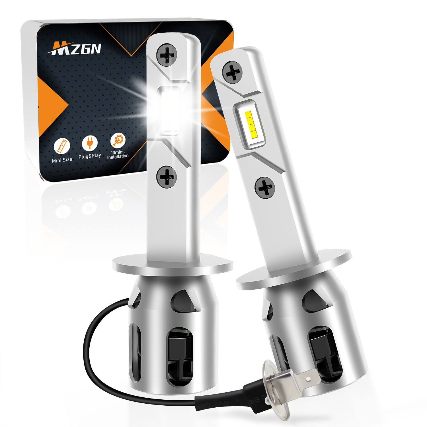 MZGN 2Pcs H1 Led Headlight Bulb 2025 with Fan for Car Lamp 8 new Pcs CSP 6500k White Light 32W 20000Lm Plug and Play Super Bright 12V