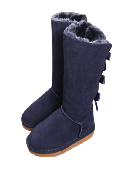 New 7803 designer boots lia women girl classic luxury snow boots bowtie ankle Half bow fur boot winter black Chestnut