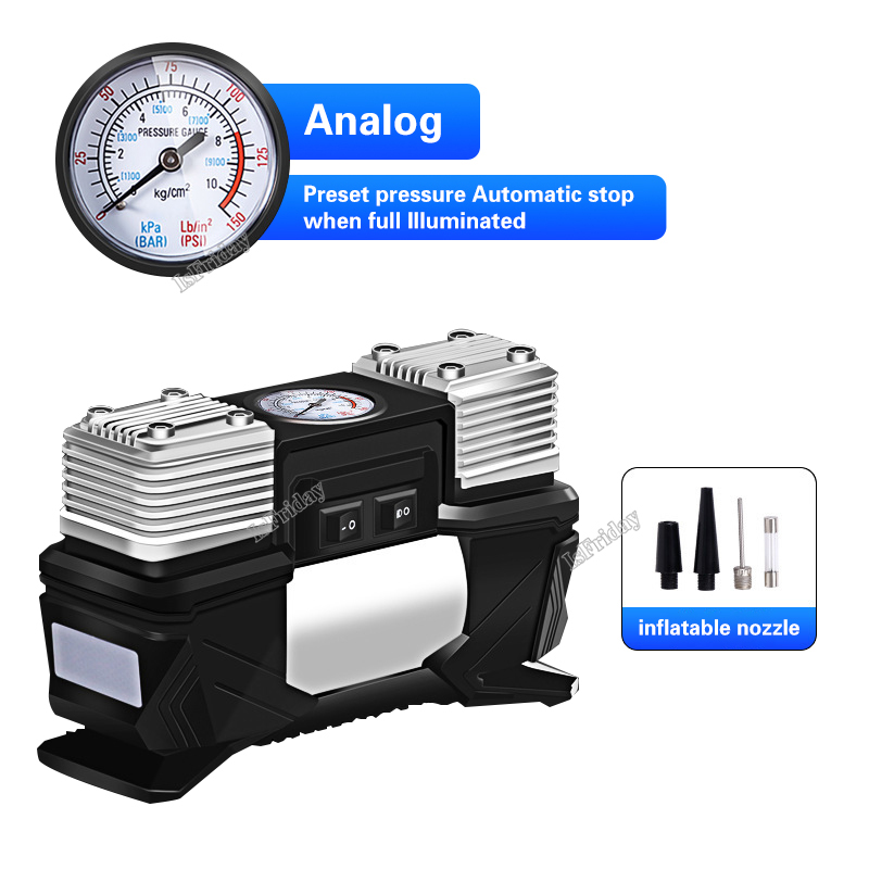 New 12V 180W Double Cylinder High Pressure Tyre Car Air Bike Pump Electric Digital Iator Tire Iator Compressor Auto 11ee0