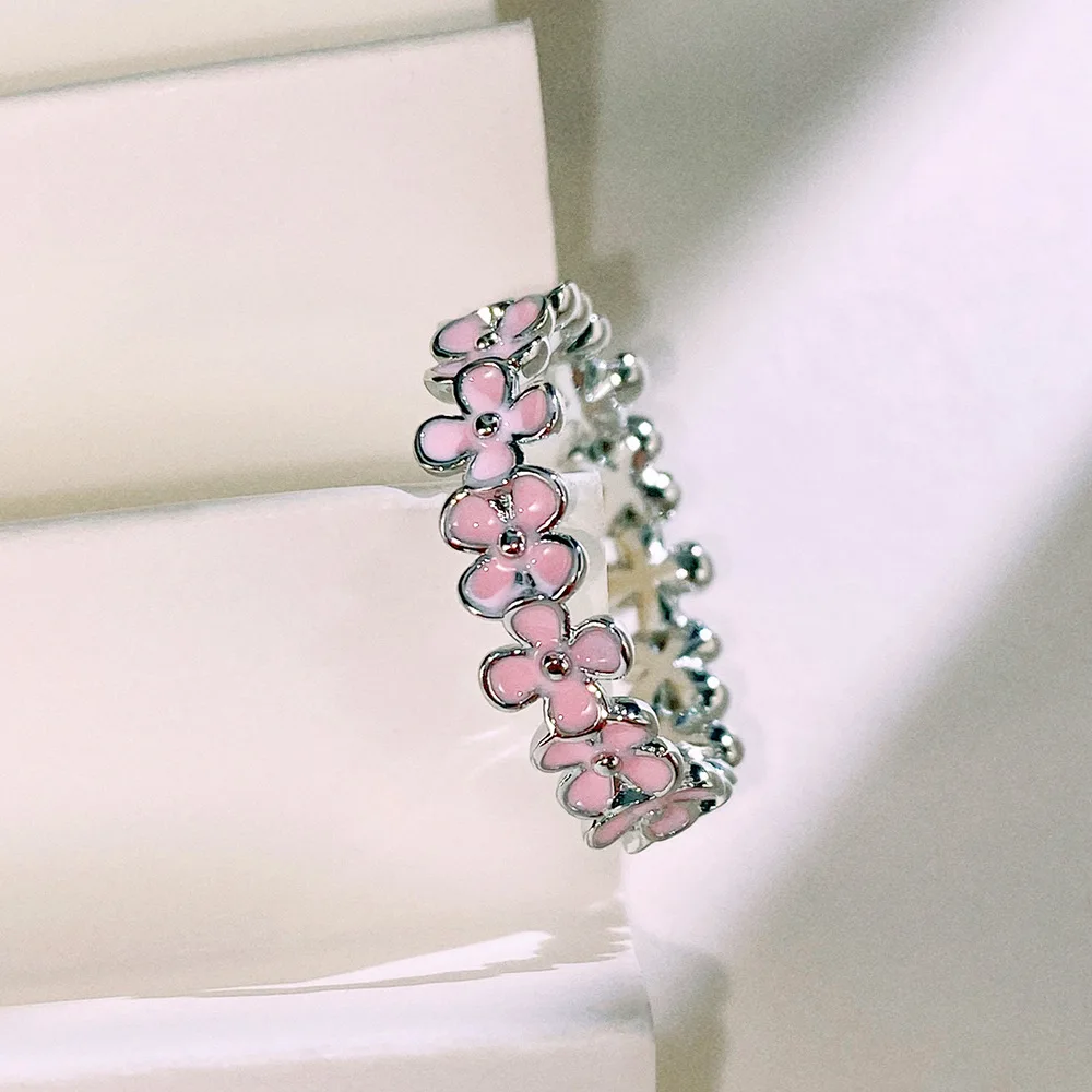 CAOSHI Chic Pink Flower Finger Ring Female Wedding Gift Sweet Lady Daily 2025 Accessories with new Delicate Design Young Women Jewelry