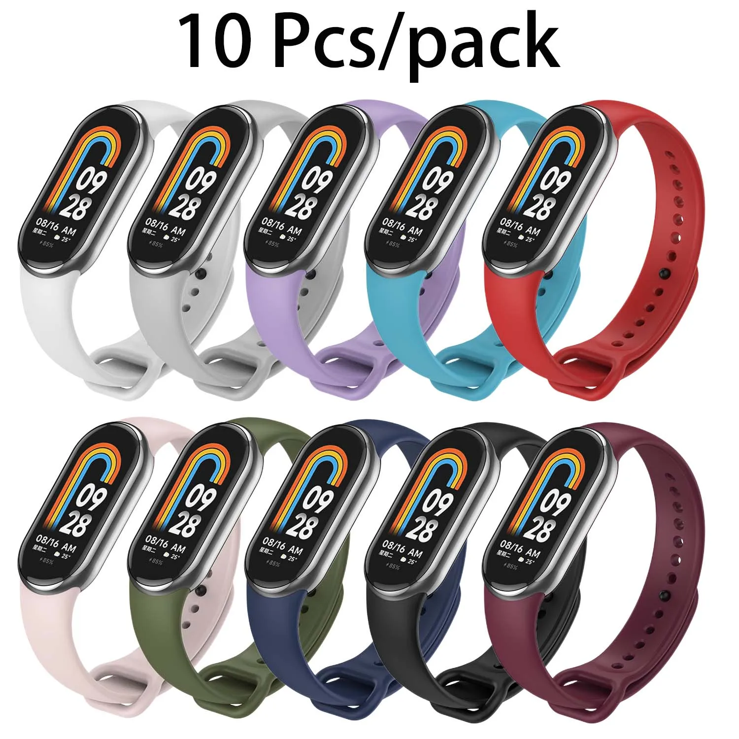 10 Pcs/Pack Strap for mi Band 8 Silicone Bracelet for XiaoMi Band Xiomi Xiami Wrist Strap Man Women
