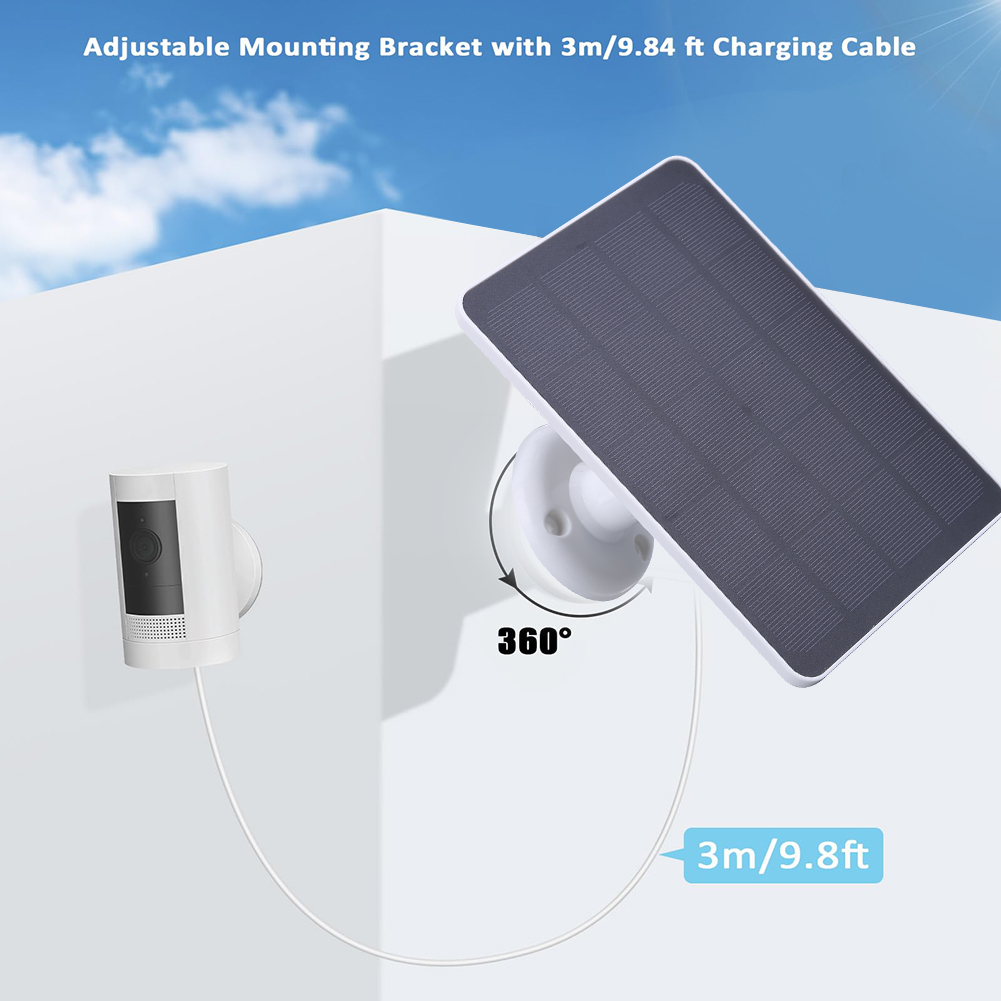 20W Solar Panel for Ring Spotlight Camera/Ring Stick Up Camera 360 Rotating Outdoor Solar Panel with 3-meter Charging Cable