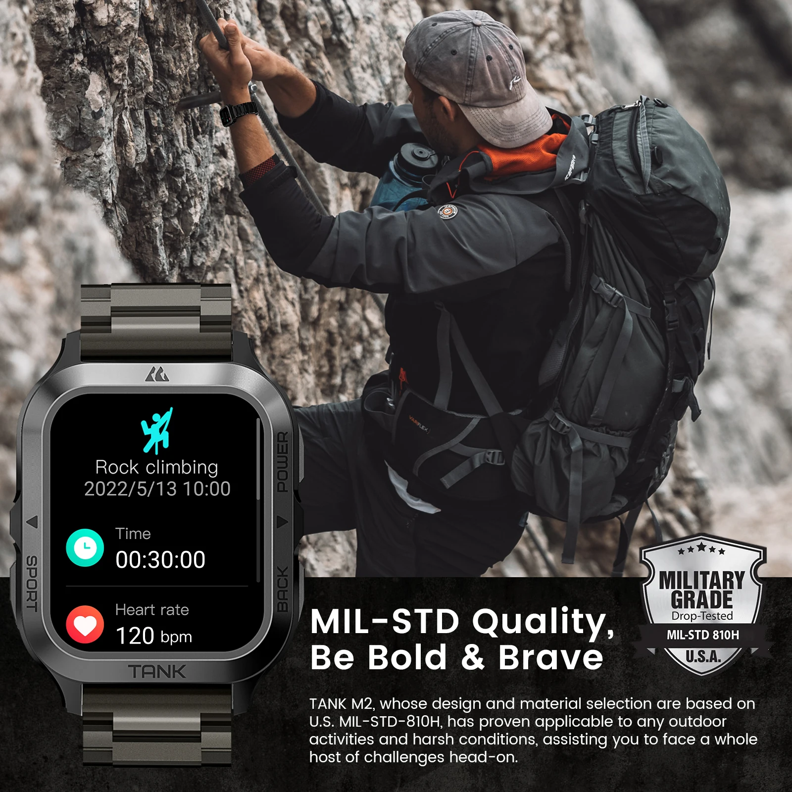 KOSPET TANK M2 Ultra Men Smartwatch Electronic Wrist Watches AI Voice Bluetooth Call 5ATM Waterproof Digital Mens Smart Watches