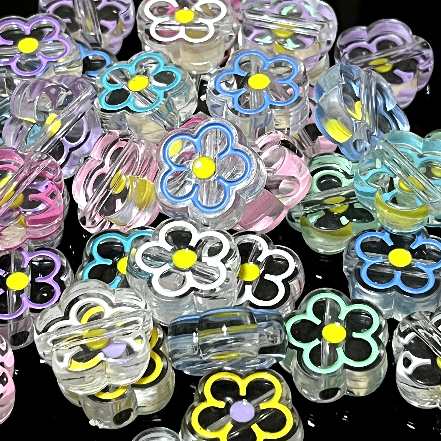 5-20pcs 19mm Sunflower Acrylic Beads Transparent Loose Spacer Beads For Needlework DIY Bracelet Necklace Jewelry Making Suppies