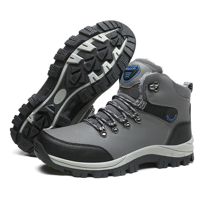 Men Boots Winter 2023 New Warm Plush Outdoor Waterproof PU Snow Ankle Boots Work Casual Hiking Shoes High-top Shoes Men