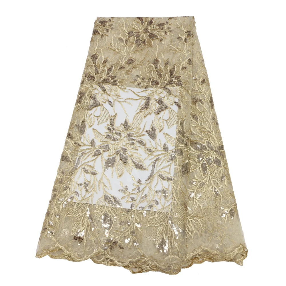 Nigerian Tulle Lace African Lace Fabric With Sequin Embroidery French Mesh Net Lace Fabrics For Wedding Party Material QF3183