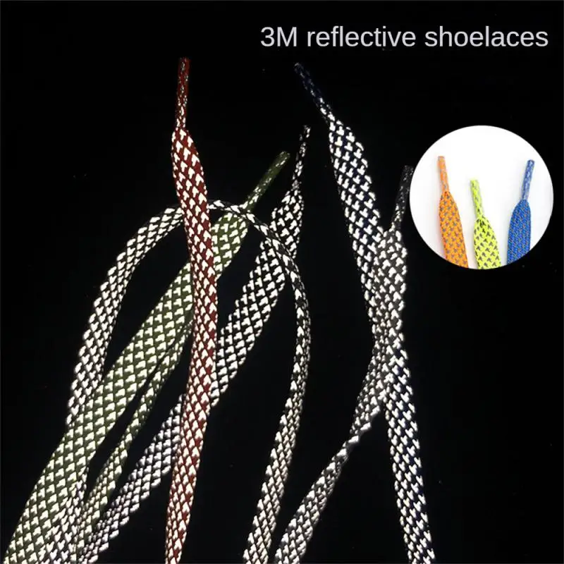 1Pair Flat Reflective Shoelaces For Sneakers Glow At Night Sport Running Luminous Shoe Laces Shoestrings 120/140/160cm