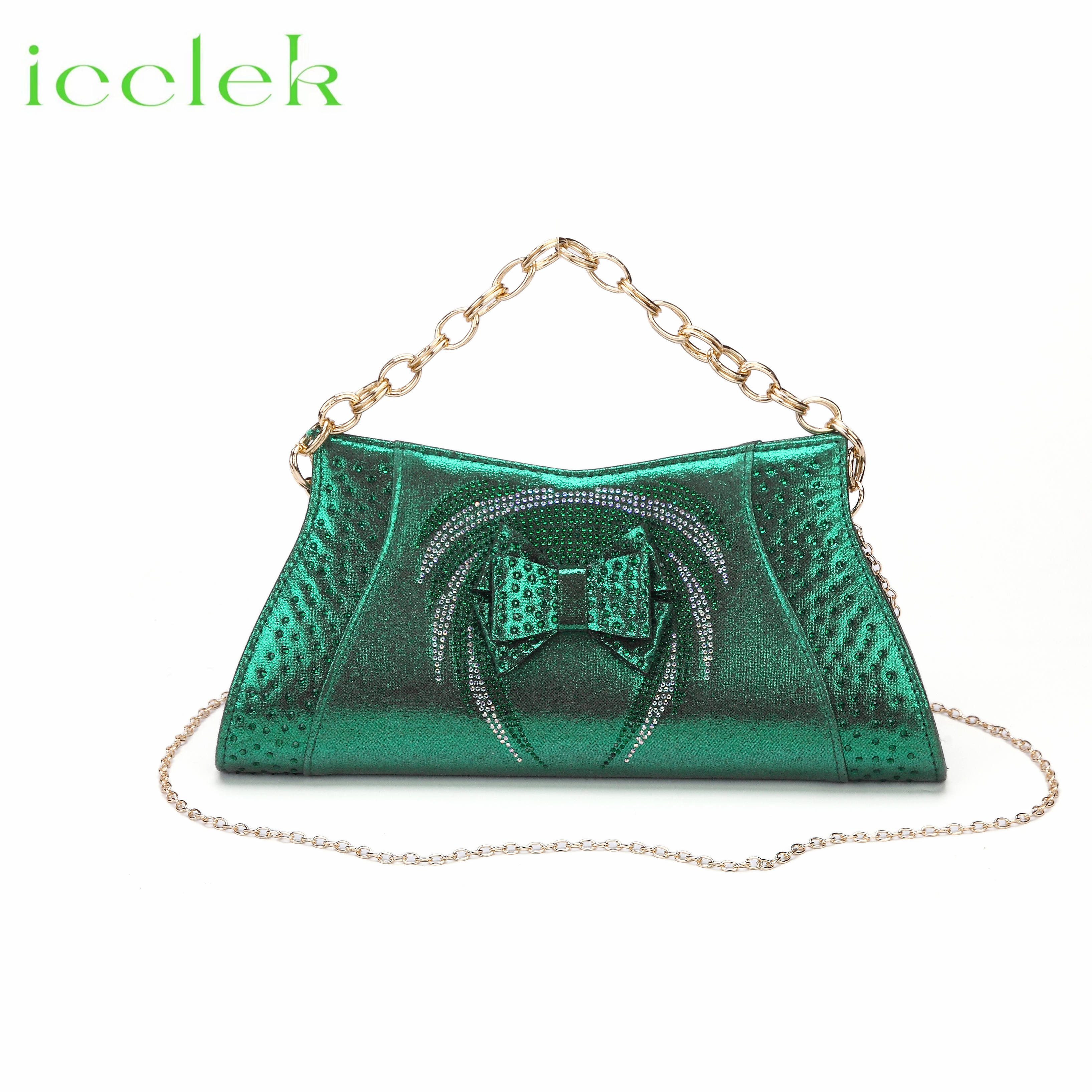 Nigeria Popular New Elegant Green Color Chunk Heels Sandals for Simple And Versatile Exquisite Party Shoes And Bag Set