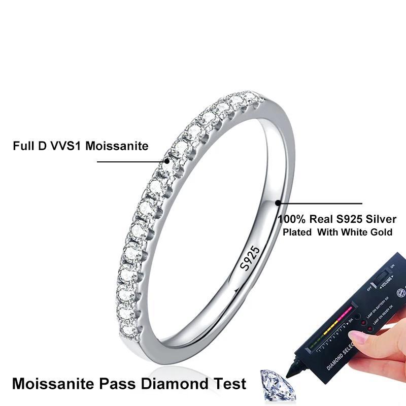 NeeTim Moissanite Ring Sterling Sier with White Gold Plated Full new Dia Eternity Band Engagement Wedding Rings 2025 for Women