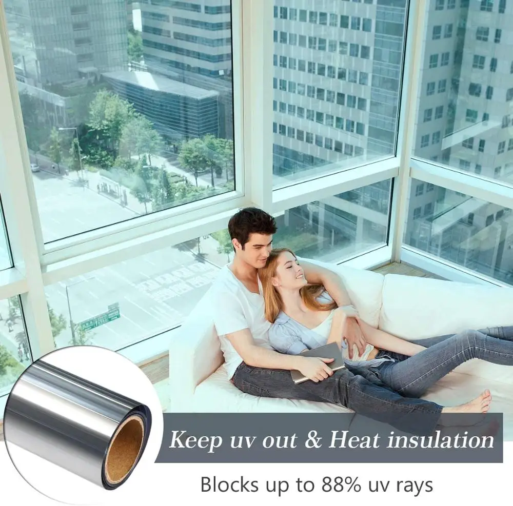 5/8/10 new Meter One Way Window Film Reflective Sier Mirror Window Tint Self-Adhesive Decal Glass 2025 Film for Home Privacy Protection