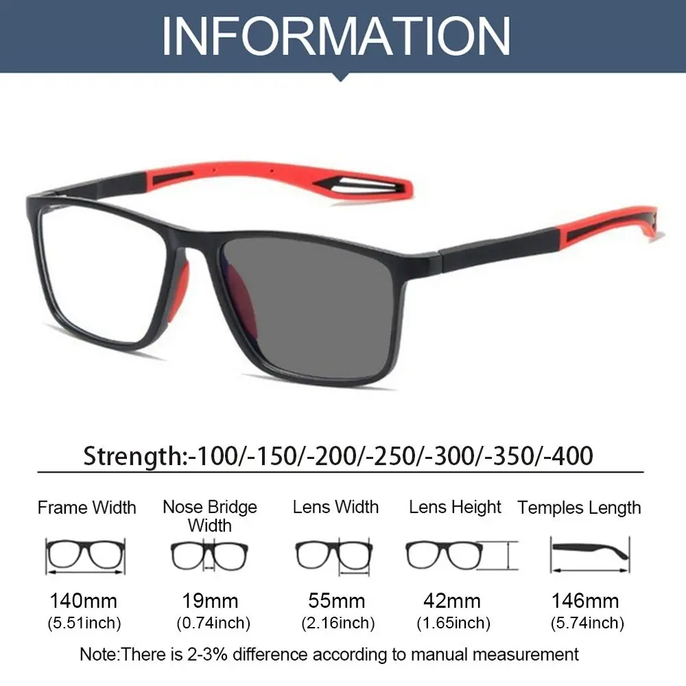 TR90 Frame Photochromic Myopia Glasses for Men Women Lightweight Myopia Eyewear Unisex Vintage Trendy Short Sighted Eyeglasses