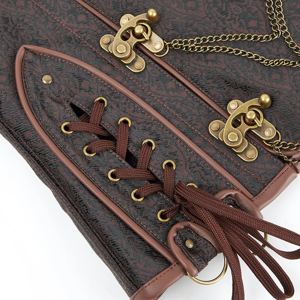 Steampunk Corset Underbust Gothic Corsets for Women Sexy Korset Brown Pirate Cosplay Bustiers Renaissance Vintage Corselet Belt