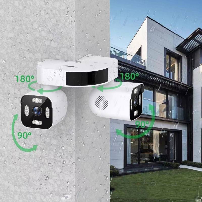 Dual Camera IP Surveillance Camera Double Frame Dual Pan Tilt 360 Degree Rotation Two Way Intercom One Machine for Multiple Purposes