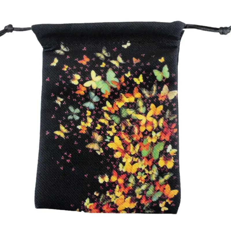 Butterfly Printed Tarot Card Storage Bag Dices Bag Tarot Card Holder Jewelry Pouch Velvet Mini Drawstring Gift Bag Board Game
