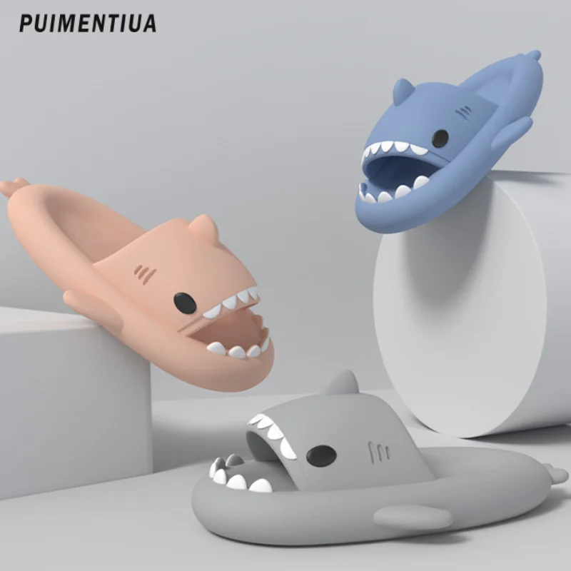 Summer Shark Slippers Women Shark Slides Men Bathroom Flip Flops Adult Kids Home Anti-Skid Flat Shoes Couple Beach Funny Sandals