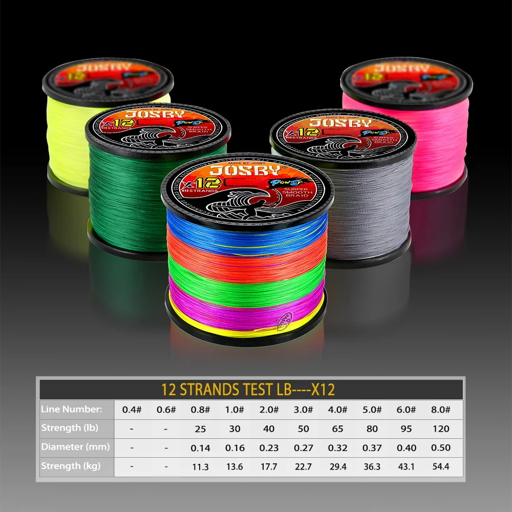 JOSBY Braided Fishing Line Multifilament Carp Fly 12/9 Strand 300M 500M 100M Multicolor new Japan Spinning Extreme 2025 PE Strong Weave