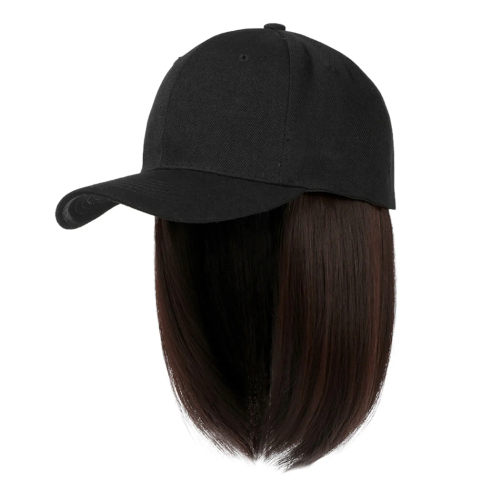 Baseball Cap With Hair Extensions Straight Short Bob Hairstyle new Removable Wig Hat For Woman Voting Hat Hats for Small 2025 Heads Men