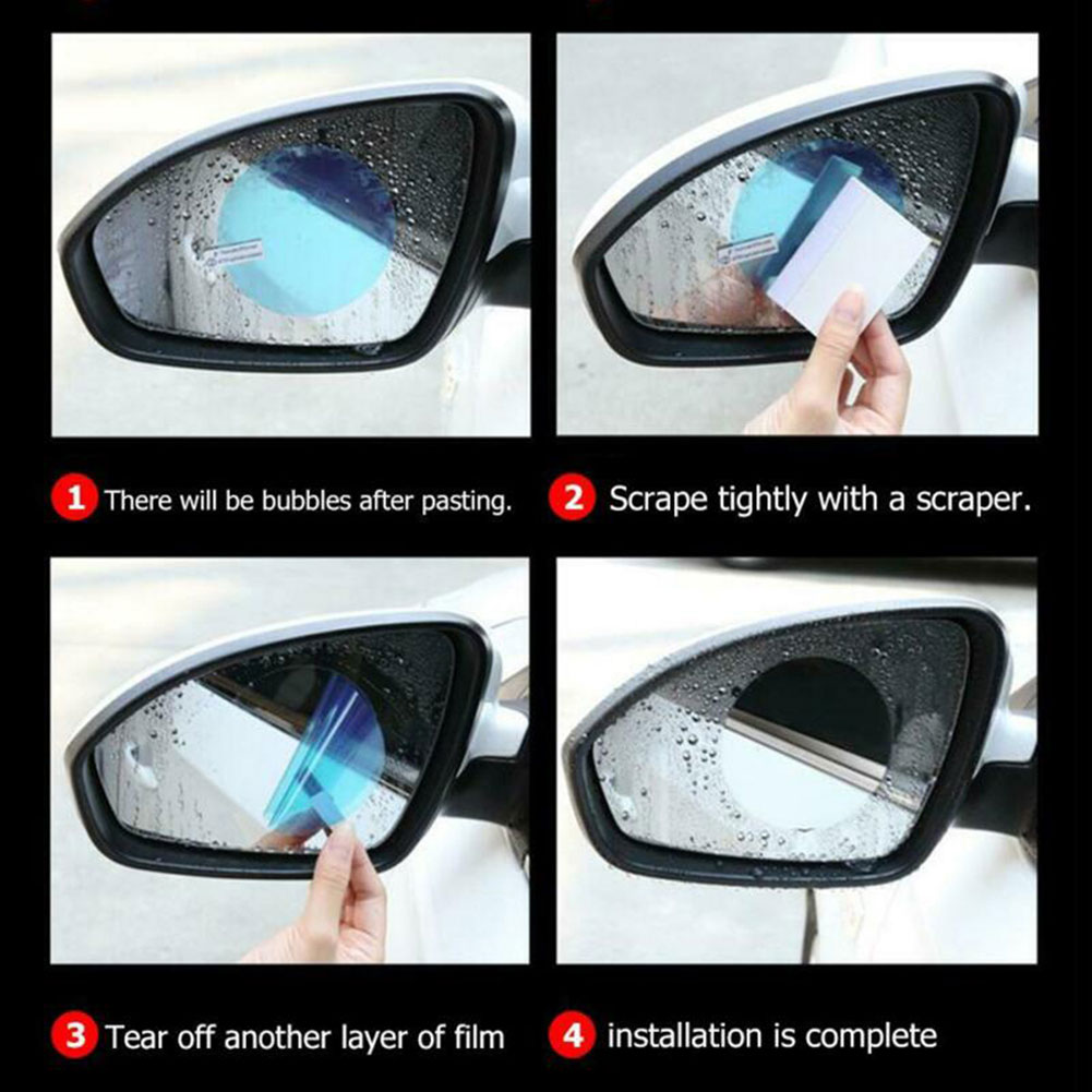 Fog Anti 4Pcs Soft Film Car Rear Mirror Protective Film Window Clear Rainproof Rear View Mirror Protective ddmysmile Anti-Glare Clear Film Smile -Glar