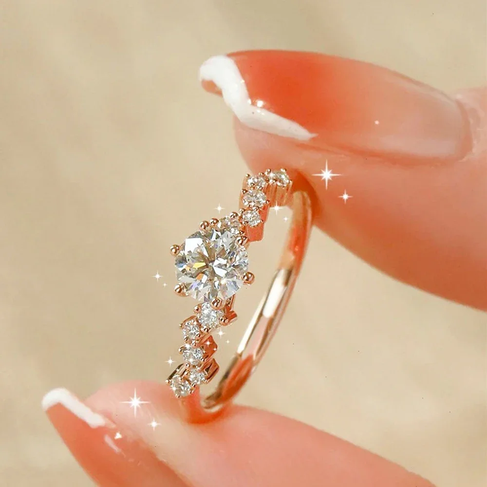 1CT D Color Moissanite Diamond Engagement Ring with GRA Certificate 925 Sterling Silver Promise Wedding Band Jewelry for Women