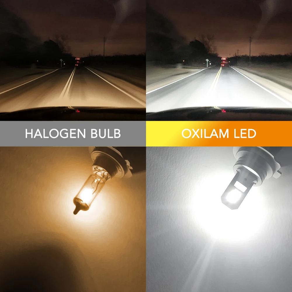 OXILAM 2Pcs H7 LED 360 Head Light For Renault Scenic 3 Megane 2 Citroen C4 2025 C1 Opel Astra J Zafira H7 LED new Mini Headlamp 16000LM