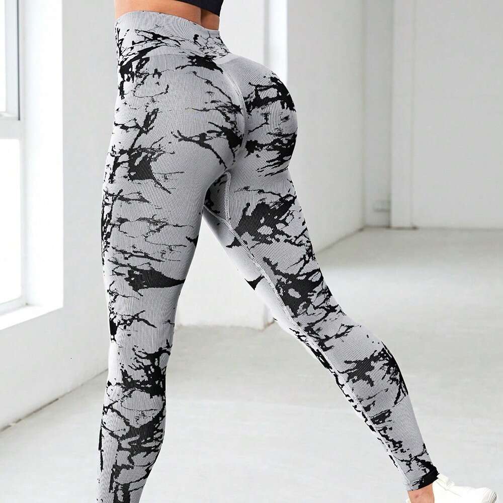 Yoga Seamless Knitted Tie Dye Style Yoga Tights Running Fiess Underpants