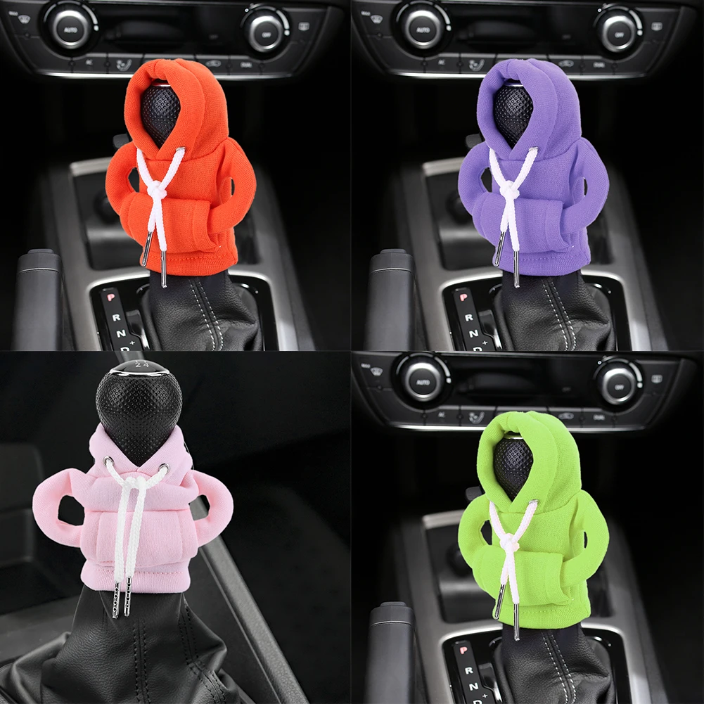 3-1pcs Manual Handle Sweatshirt Change Lever Gearshift Hoodie Car Gear Shift Knob Cover