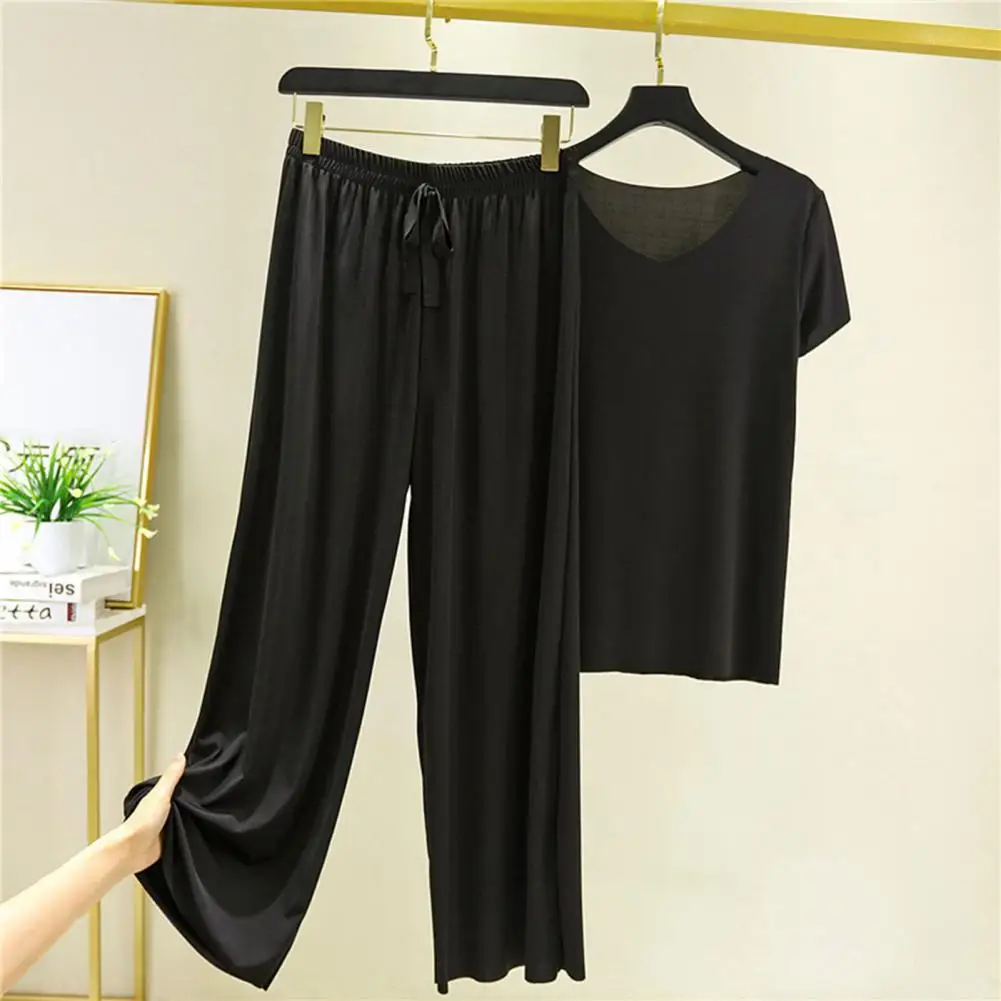 new 2 Pcs/Set Summer T-shirt Pants Set Trendy Drawstring Women Top Trousers Set 2025 Soft Lady Top Pants Set Women Clothing