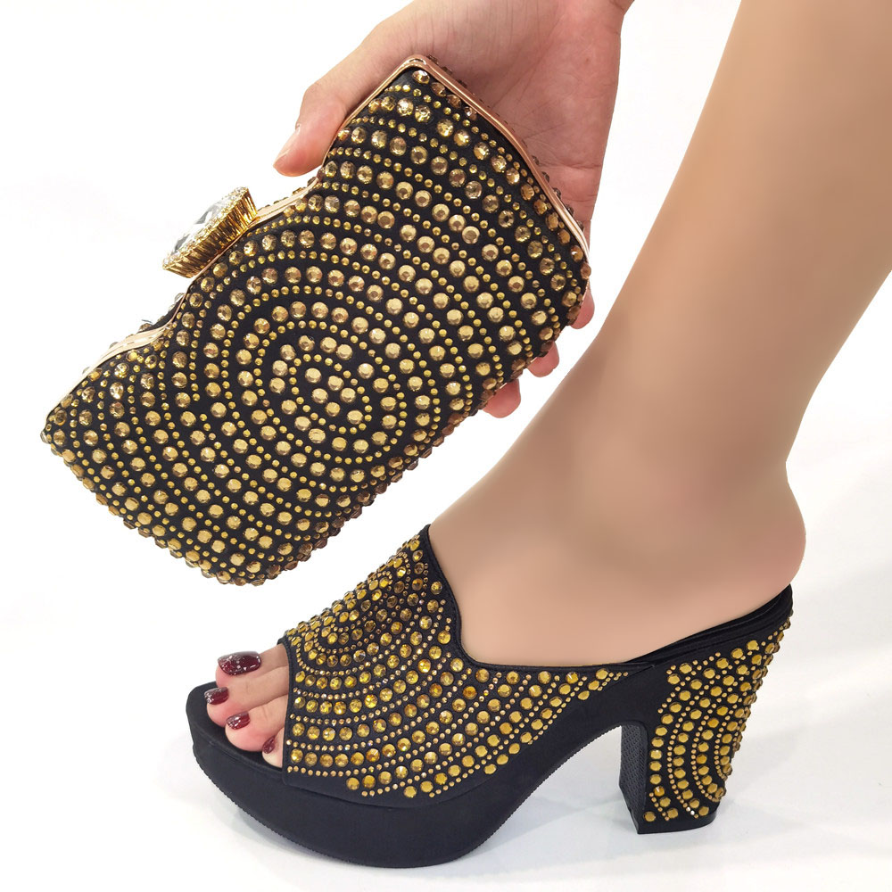 Doershow nice African Shoes And Bag Matching Set With red Hot Selling Women Italian Shoes And Bag Set For Party HDF1-15