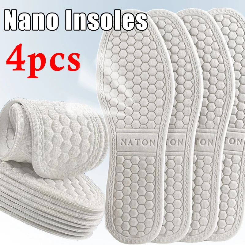 Nano new Deodorant Insoles Men Summer Thin Anti-bacterial Running 2025 Insoles Women Breathable Soft Sole Shock Absorbing Sports Insoles