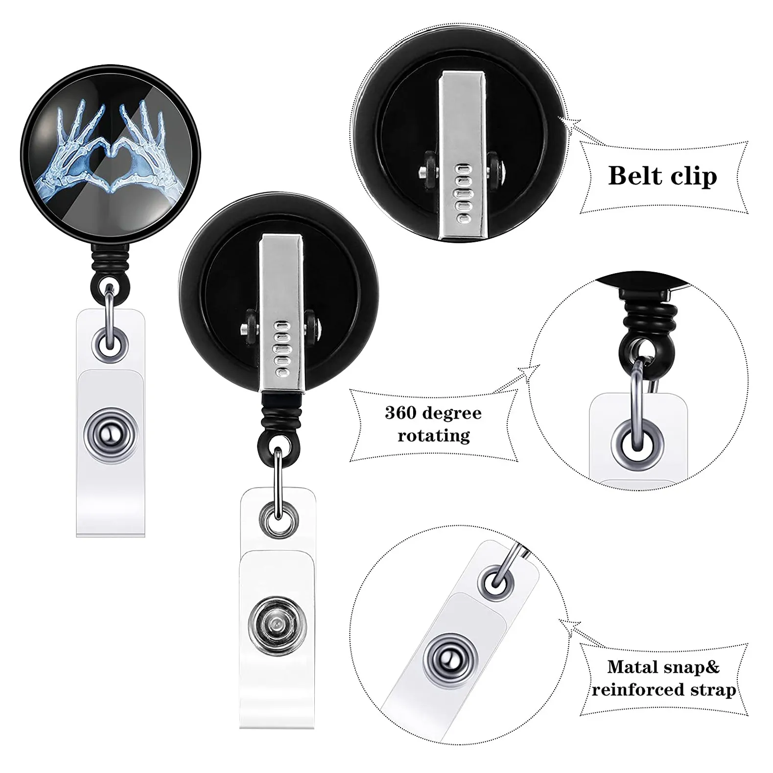 New 1pc Retractable X-Ray Badge Reel Radiology Badge Reel Holder Badge Reel Nurse Doctor Student Card 2025 Reel new Clip Office Supplies