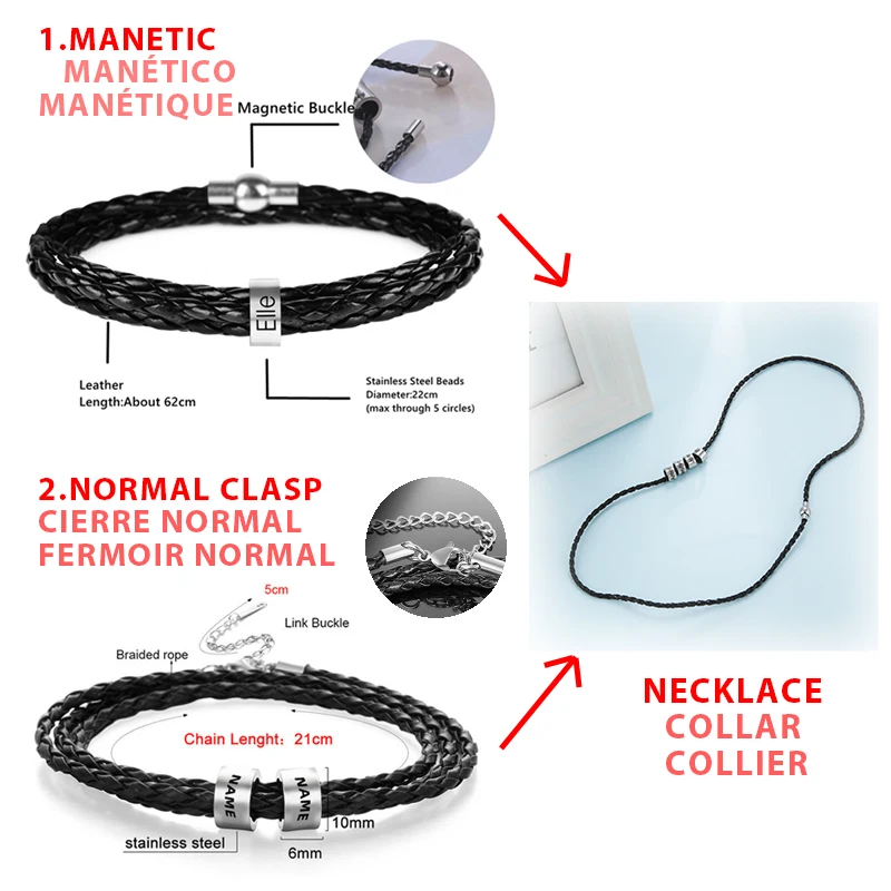 Fishhook Name Personalized Bracelet Leather Custom new Family 2025 Father Mother Day Gift for Woman Men Kid Child Homme Friend Jewelry