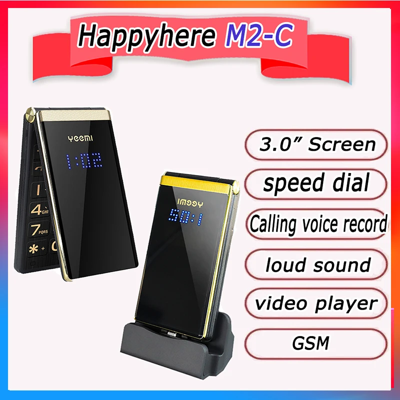 Case Gift GSM 2.8" Dual Screen Senior Flip Two SIM speed dial FM MP3 MP4 recorder Mobile Phones Russian Keyboard Button