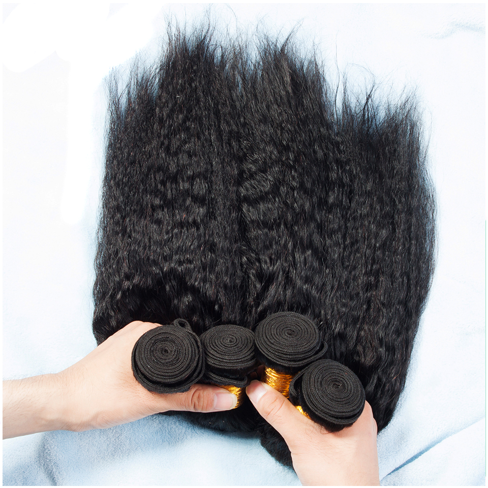 32 Inch Kinky Straight Human Hair Bundles Peruvian Raw Hair Weave 1/3/4 Bundles Deal Natural Yaki Straight Bundles Human Hair 5e775