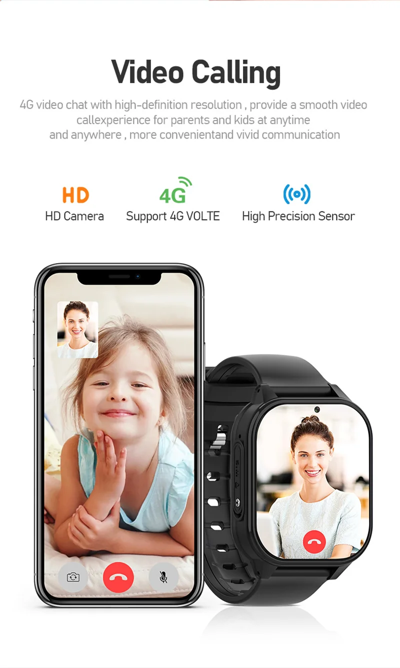 Watch Kids Smart Wonlex 4G Video Call GPS Anti-Lost Tracker Whatsapp KT19Pro Music Player Android8.1 Watch smile