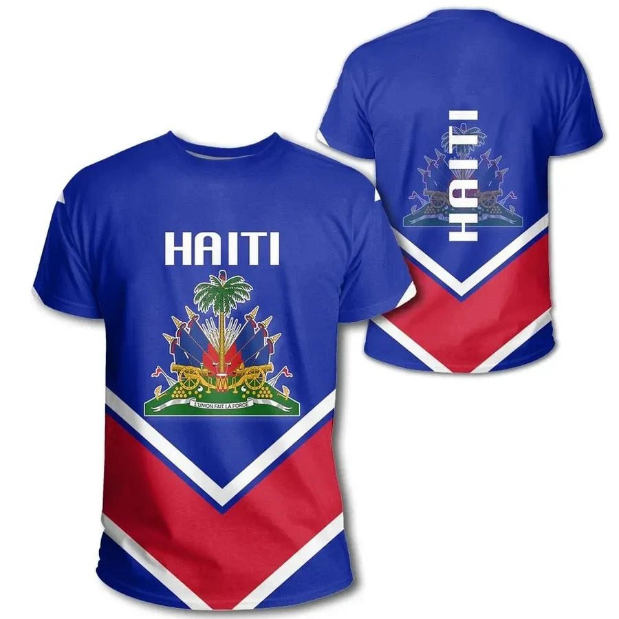 Oversized T-shirt Country Emblem Flag Caribbean Sea Haiti Island Retro Streetwear 3Dprint Funny Casual Short Sleeve Men/Women
