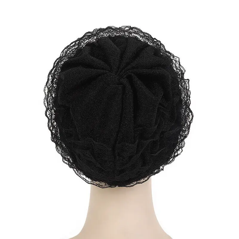 Summer Breathable Lace Mesh Turban Muslim Flower Hijab Headscarf Cap Headband Wrap Bonnet Hats Women's Headwear