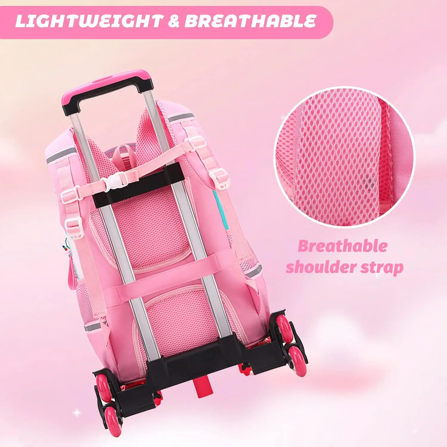 School Backpacks for Girls Large Capacity Rolling Backpacks for Kids Trolley Wheeled Bag Children School Backpack with Wheels