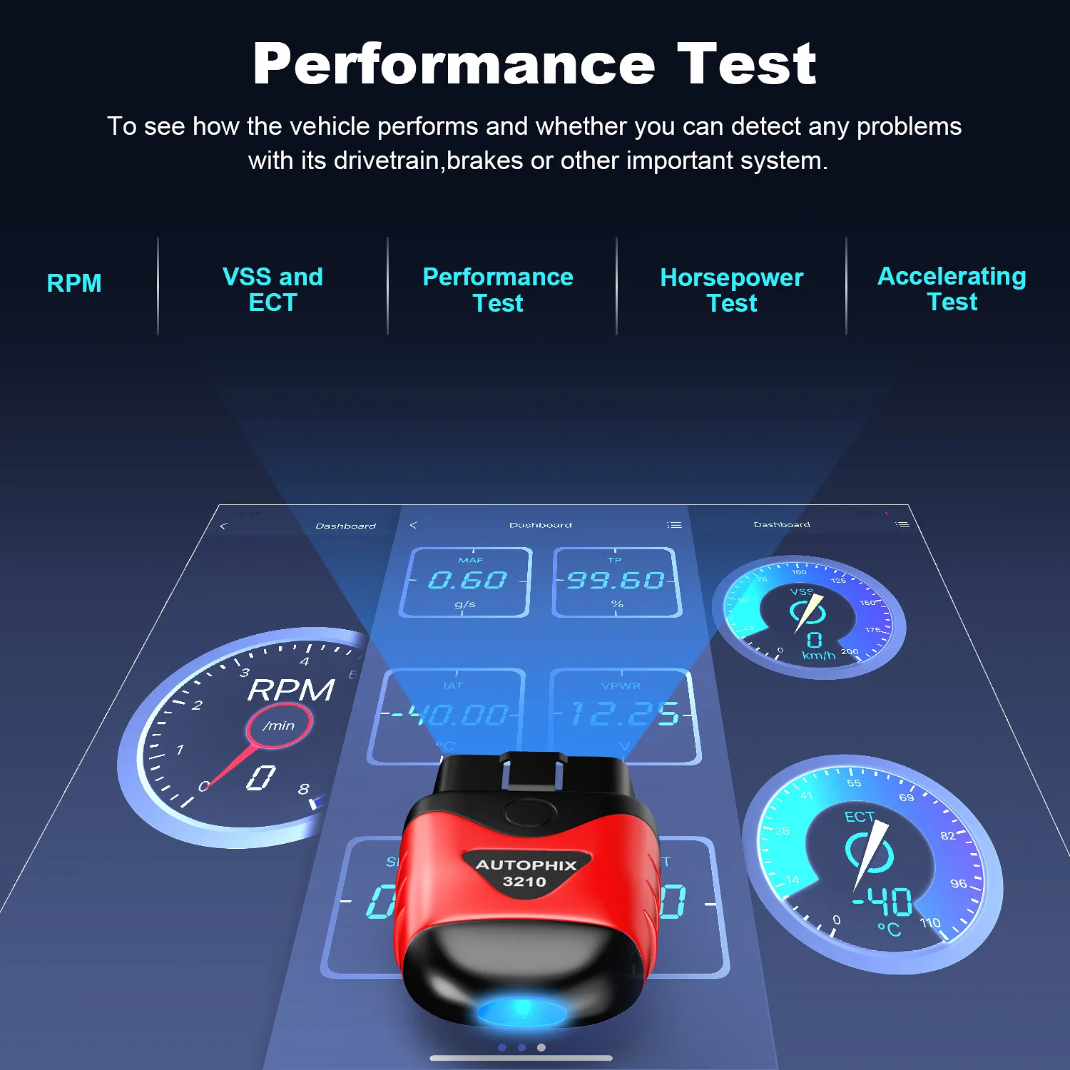 AUTOPHIX 3210 Car Bluetooth OBD2 Scanner Code Reader Auto Professional OBD 2 Diagnostic Scan Tools Battery Test Alarm Setting