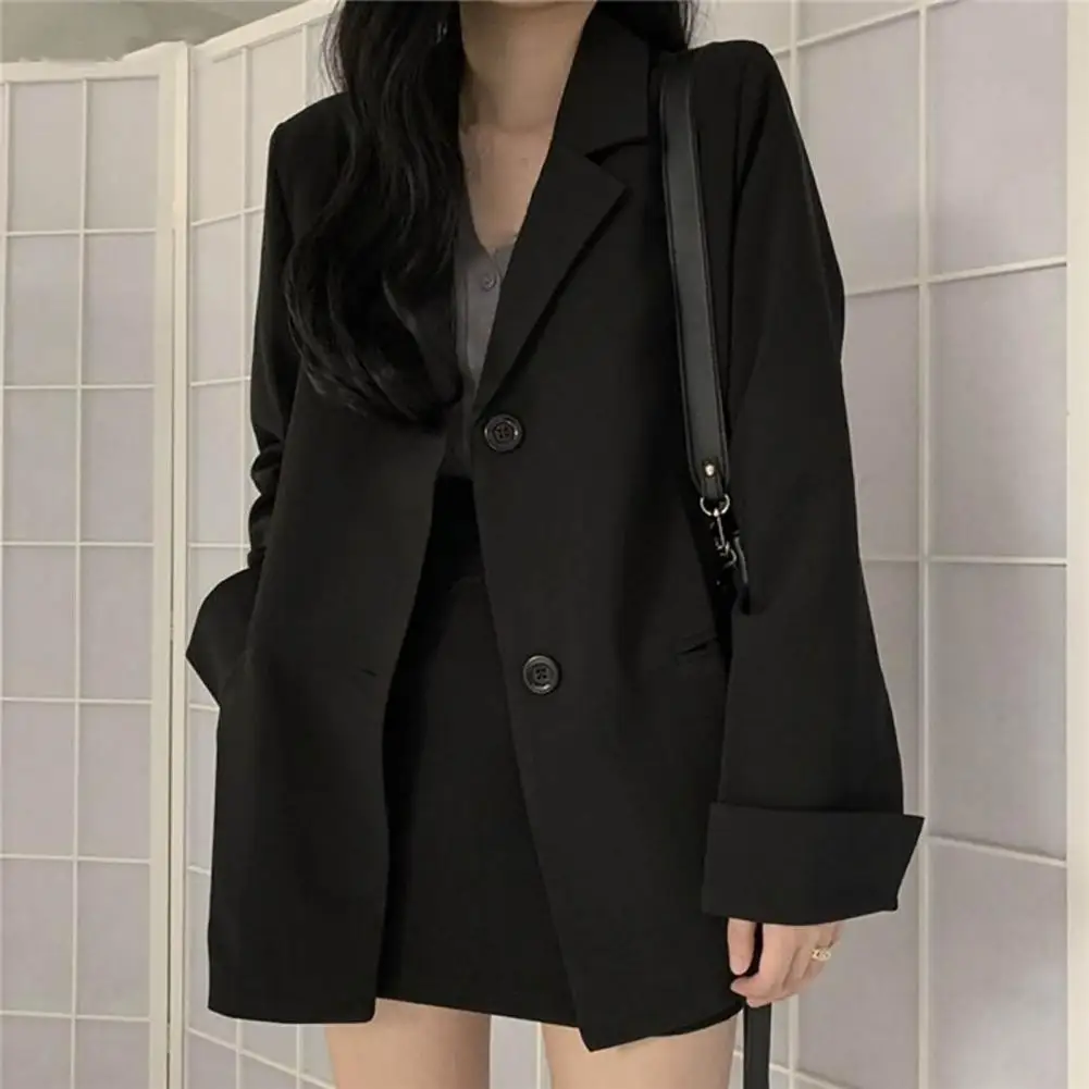 Women Blazer Turn-Down Collar Single Breasted All Match Lady Girl Casual Black Blazer new Suit Jacket Coat 2025 Daily Wear