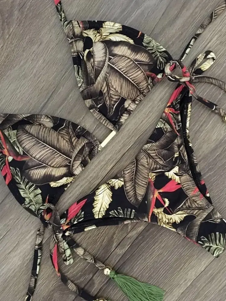 RUOTONGSEPT Sexy Micro 2025 Bikinis Set 2023 New Swimsuit Women Feather Print Bandage Swimwear Female new Bathing Suit Brazilian Biquinis