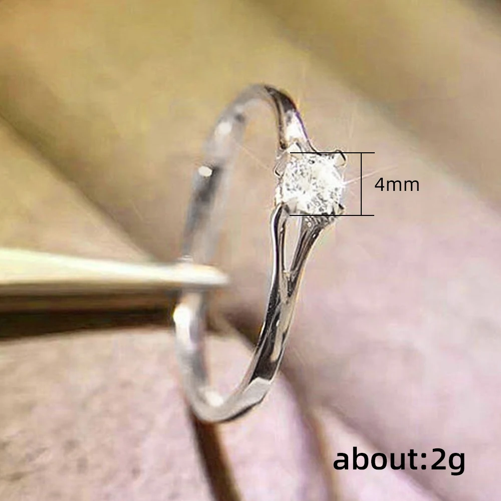CAOSHI Simple Style Proposal Ring Female Wedding Bands with Shiny Round Shape Zirconia All Match Trend Accessories Jewelry Gift