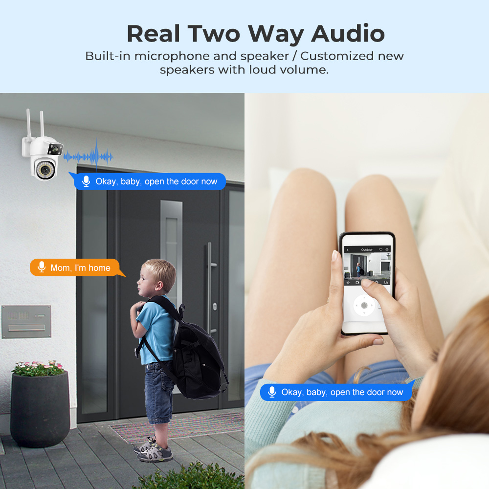 VERYHDSN 8MP 4K PTZ Wifi Camera Dual Len Human Detect Auto Tracking Outdoor Surveillance Camera Waterproof Security Night Vision
