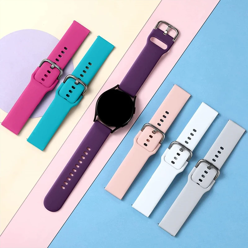 Silicone Strap For Samsung galaxy Watch 6 5 Pro/5/4/classic/Active 2 43mm sport bracelet amazfit gtr gts 4/3/2e/pro 20/22mm band