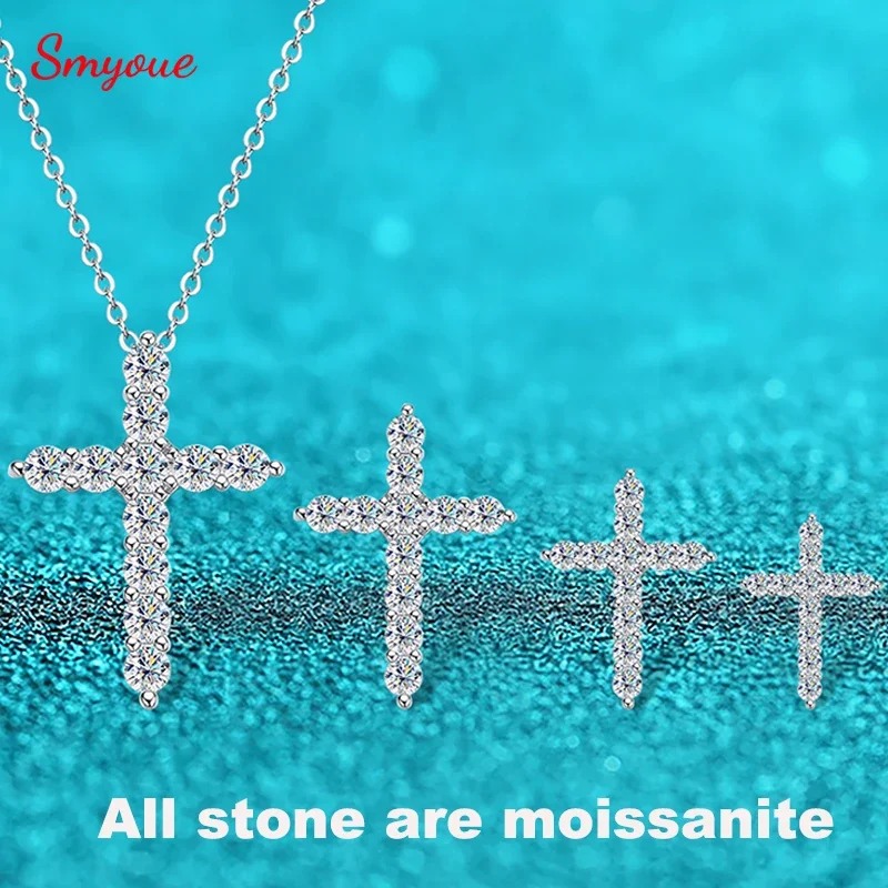 Smyoue Rhodium Plated 2.5-5mm Full Moissanite Necklace 2025 for Women new Sterling Sier Jewelry Party Pendant Top Quality