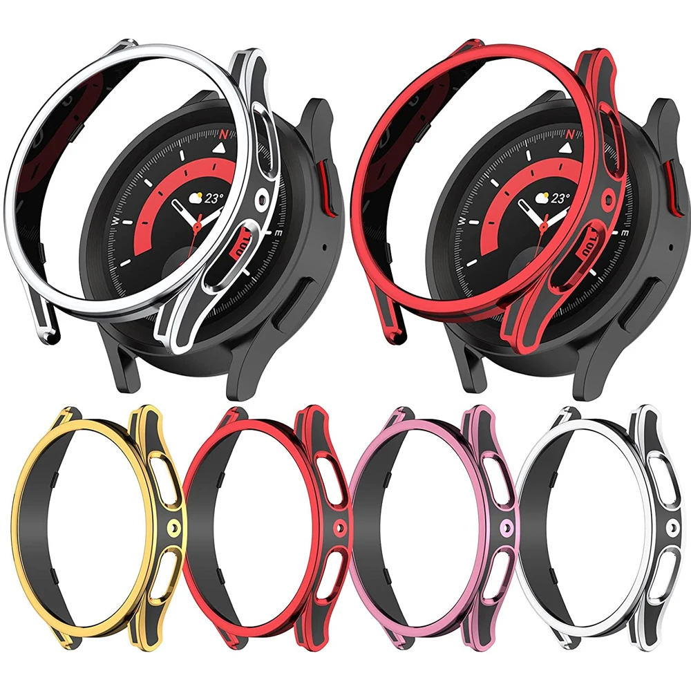 Case+Band for Samsung Galaxy Watch 5pro 45mm PC Hollow Frame Cover for Galaxy Watch 4/5 40mm 44mm Magnetic Buckle Silicone Strap